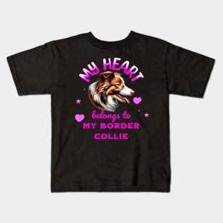 My Heart Belongs to my Border Collie Kids T-Shirt